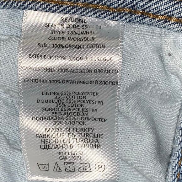 Re/Done Distressed Jeans Size 25 US 90s High Rise Loose in Worn Blue - Picture 10 of 11